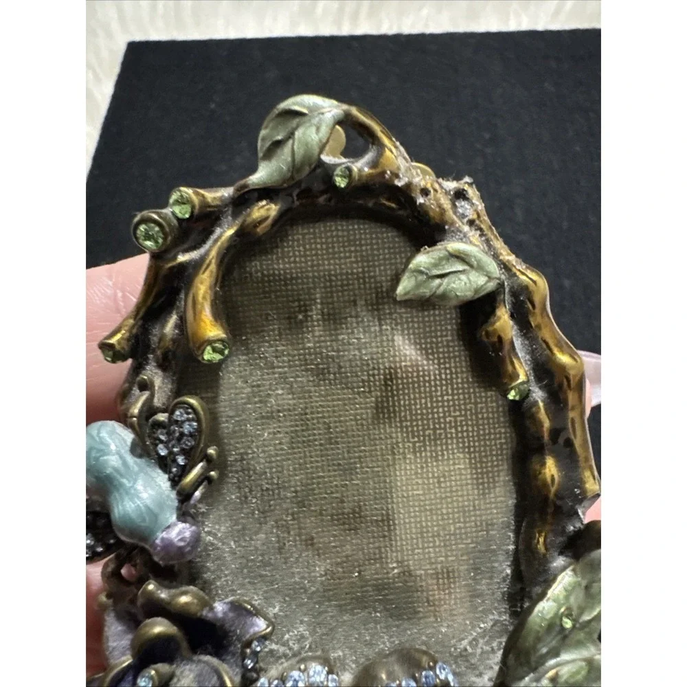 Argento SC Swarovksi Crystal Enamel Hummingbird Bee Flower Oval Picture Frame